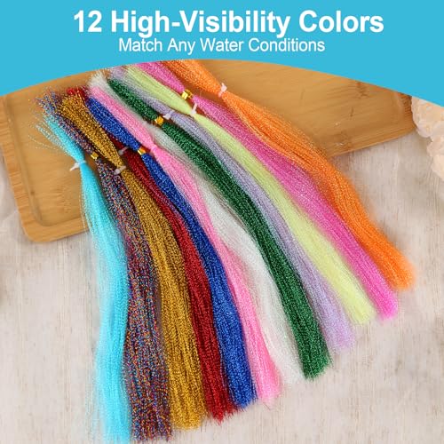 12-Color Crystal Flash Line for Fly Tying Lures