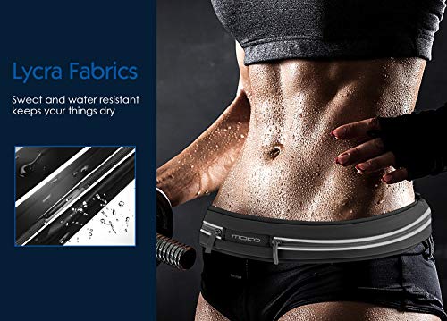 Reflective Running Belt - Dual-Pouch Waist Pack for 6.5 in Phones - Black