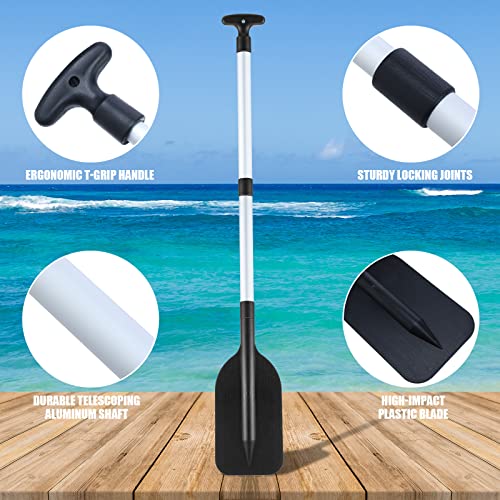 Telescoping Canoe Paddles 2 Pack - Adjustable 21.3-41.7 In - Black