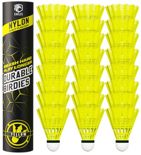 Nylon Badminton Shuttlecocks - Extra Durable 12 Pack - Yellow