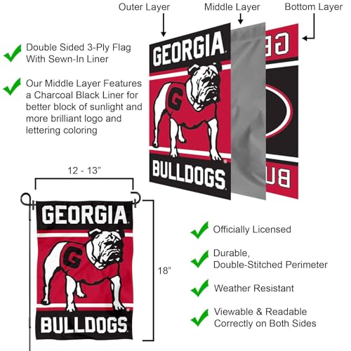 Georgia Bulldogs Double Logo Garden Flag - 13x18 inch