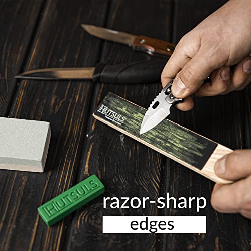 Pocket Knife Strop Kit with Leather Strop & Honing Compound – Razor Sharp Edges