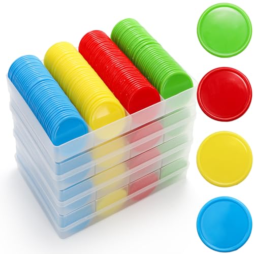 Plastic Poker Chips Set 640 Pieces with Storage Boxes for Casino, Bingo, Math Games