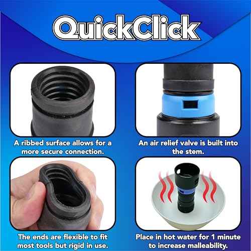 Cen-Tec Systems 94709 Quick Click 16 Ft. Hose for Home and Shop Vacuums with Expanded Multi-Brand Power Tool Adapter Set for Dust Collection