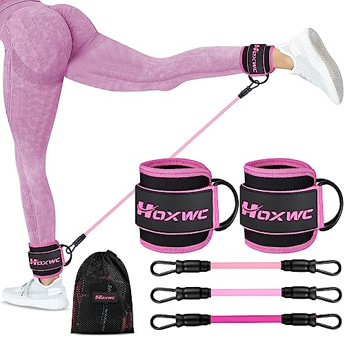 Ankle Resistance Bands with Cuffs for Leg & Booty Workouts - Pink