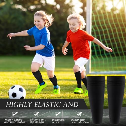 Tarpop 4 Pairs Youth Soccer Leg Sleeves Black Compression Support