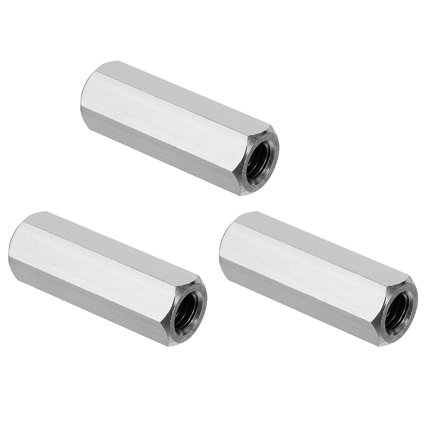 PATIKIL 5/16"-18 UNC 304 Stainless Steel Hex Coupling Nuts, 3Pcs 2" Length Fully Threaded Rod Coarse Coupling Nut Studding Connector Fasteners, Silver Tone