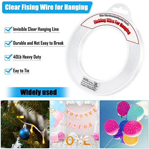 Clear Fishing Wire - 656FT Strong Nylon String for Decorations
