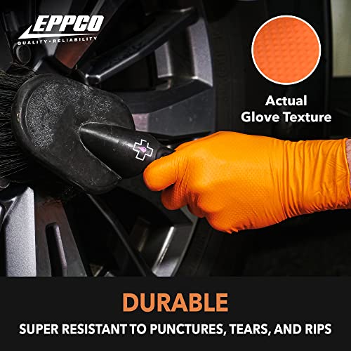 EPPCO TigerGrip 8-Mil Nitrile Glove Disposable Powder, Latex Free Textured Superior Grip Orange Gloves, Large, Box of 100
