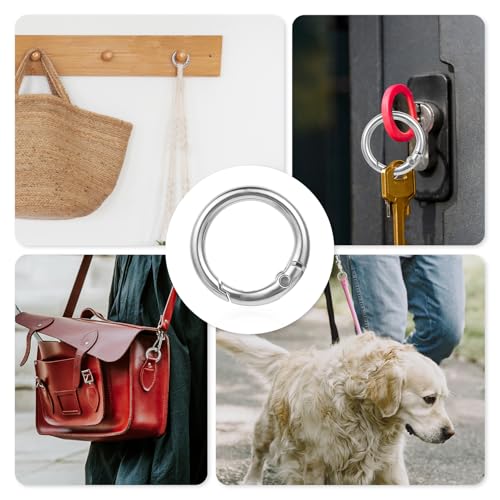 16 Pcs Zinc Alloy Spring O Ring Clip Keychains - Round Carabiners