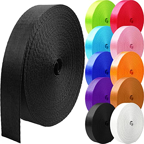 Heavy Duty Nylon Webbing Strap - 1 Inch Wide, 3.3 Yards, Black