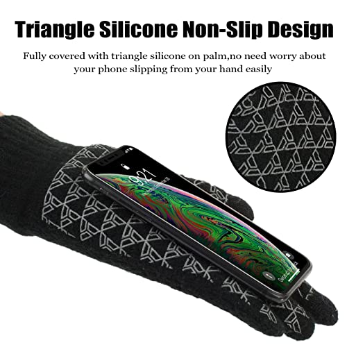 Winter Warm Touchscreen Gloves - Black, Large - Fleece Lined