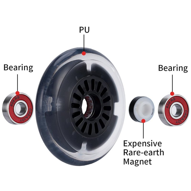 100mm LED Light Up Flashing Scooter Wheel, Pack of 2 with bearings