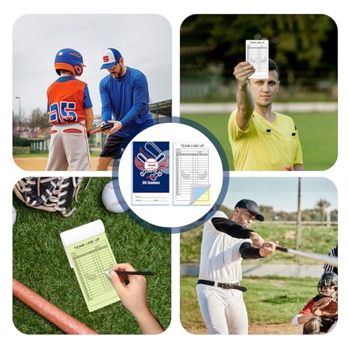 120-Count Baseball Lineup Card Book - 4-Part Carbonless, 16 Players