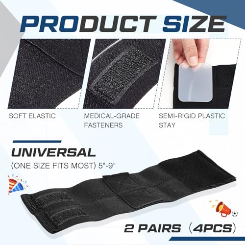 4 Pack Black Wrist Brace for Cheerleading and Tumbling - Adjustable Support (ShinyRelief)