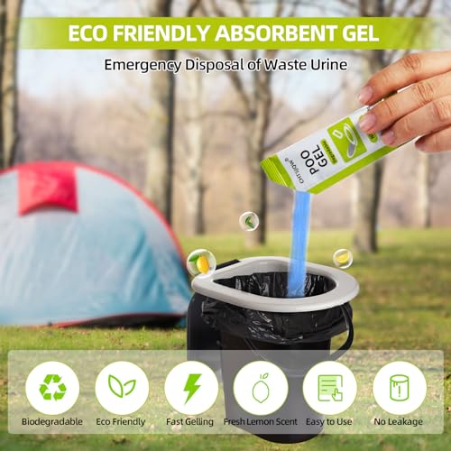 Portable Toilet Powder - Eco Absorbent Gel for Waste Treatment, 25 Packets