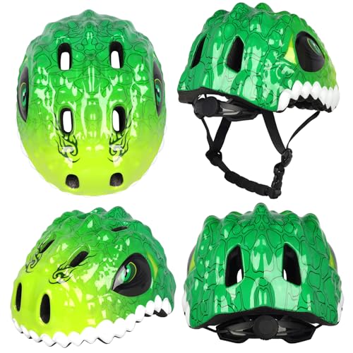 Toddler Kids Bike Helmet for Boys & Girls, Adjustable 48-54cm, Lightweight, Cartoon Animal Design