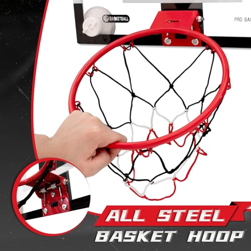 BOHEN Clear Mini Indoor Suction Cup Basketball Hoop with Scorer for Kids