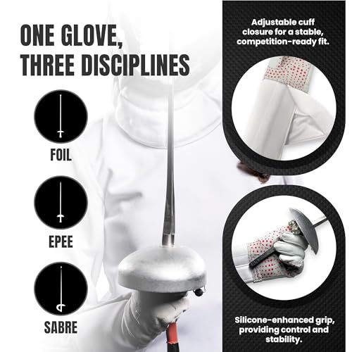 Fencing Glove - 3-Weapon Washable Pro-Grip Silicone Design - Right