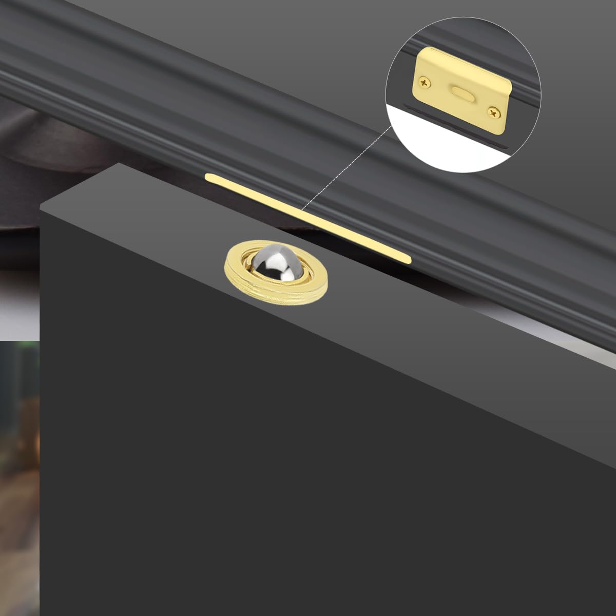 HOMOTEK 4 Pack Drive in Ball Catch with Strike Plate for Closet Doors, Bright Brass, 13/16 Inch x 1-1/8 Inchs,Die-cast, Adjustable Tension Ball