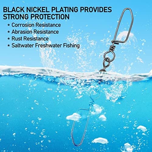 Alwonder 30-Pack Heavy-Duty Stainless Steel Double Snap Swivels for Saltwater Fishing - Model 4-121LB