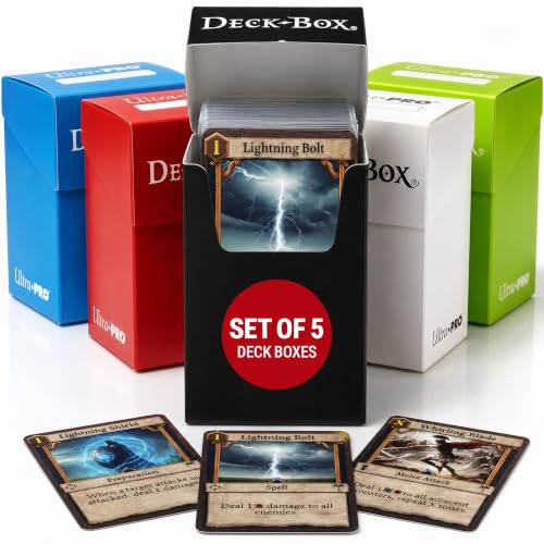 Trading Card Deck Box Set - 5 Colorful Organizers for 80 Sleeved Cards