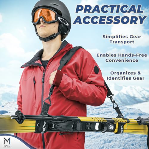 Ski Strap & Pole Carrier - Adjustable Shoulder Strap - 2 Pack