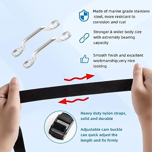 2-Pack 1x4ft Marine Grade Stainless Steel Battery Tie Down Straps for Boats & RVs