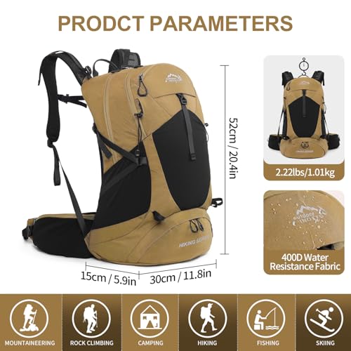 IX INOXTO 26L Hiking Backpack with 3L Hydration Bladder, Waterproof Daypack, Khaki