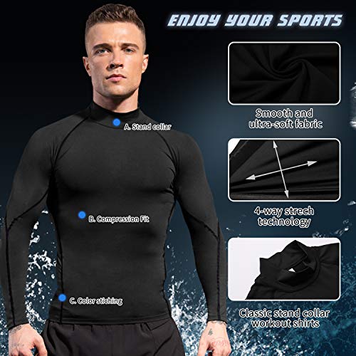 Men's Long Sleeve Compression Workout Shirt - Medium, Black