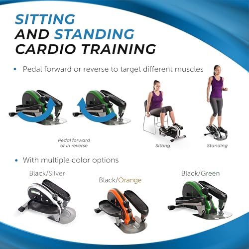 Compact Elliptical Strider Machine - Under Desk Exercise - Black/Green