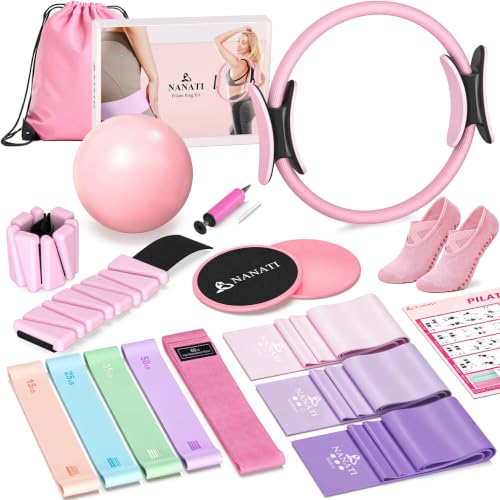 Complete 19-in-1 Pilates Kit for Home Workouts with Resistance Bands, Ring, Ball & Weights