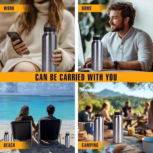 BarGifts 24oz Hidden Safe Water Bottle, Stainless Steel Secret Water Bottle with Hidden Compartment, Bottle Keeps Your Valuables Safe Like Money, Keys, and Jewelry- Silvery