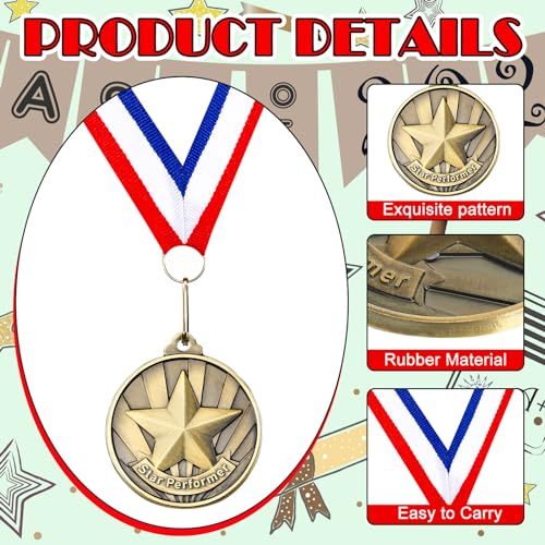 2'' Star Performer Medals - 30 Pcs Award with Ribbons