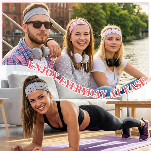 Colorful 24-Pack Wide Stretchy Headbands for Women - Workout & Casual