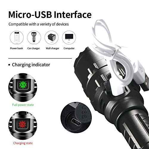 BESTSUN Tactical Flashlights Rechargeable 3000 High Lumen Super Bright LED Flashlight 5 Modes Weapon Light with Picatinny Offset Mount and Pressure Switch, USB Cable Included