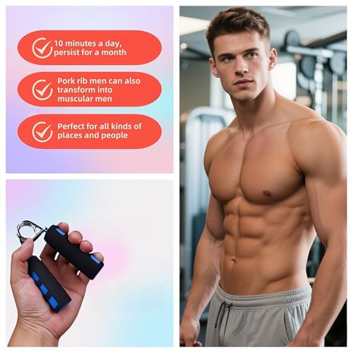 Foam Hand Grip Strengthener Set for Physical Therapy - 2 Pack - Blue+Black