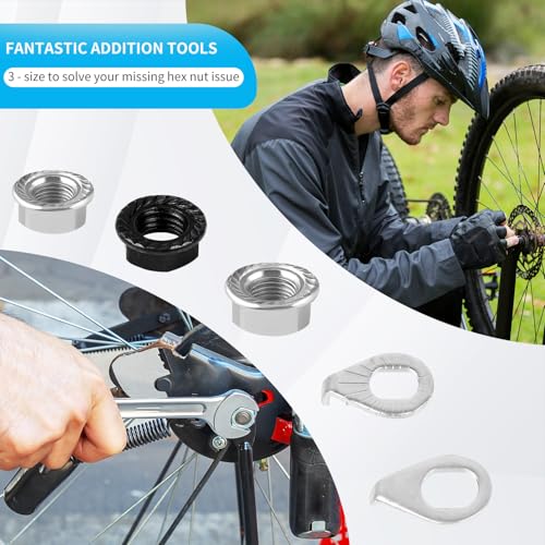 Bicycle Axle Nut Kit with Washers - 12PCS M8 M9.5 M10