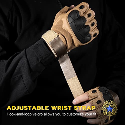 Tactical Fingerless Gloves - Breathable Anti-Slip - Brown Medium