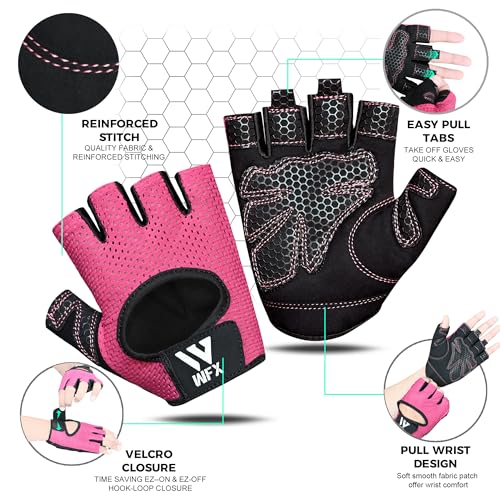 Breathable Half Finger Cycling Gloves - Pink/Medium