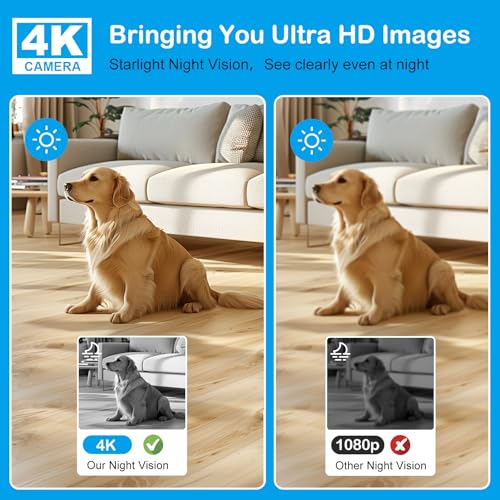 2024 Upgraded Mini Spy Camera Hidden Camera,4K WiFi Wireless Camera, 100 Days Standby Battery Life,AI Motion Detection Alerts,Nanny Cam Security Cam for Indoor,Home,Baby,Pets, Black, hyj001