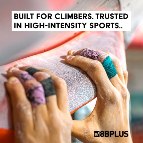 8BPLUS Finger Tape for Climbing – Blue with Print, 1.5in x 33ft, Tear-by-Hand, Cotton Sports Tape