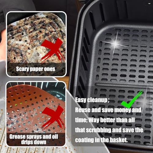 Golden Associate Silicone Air Fryer Liners 8.5x5.5'' Dual Basket Fits Ninja DZ201 DZ401 DZ550 2 Pack