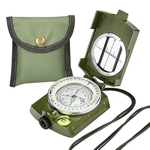 Military Lensatic Compass with Carrying Bag - Waterproof & Shakeproof