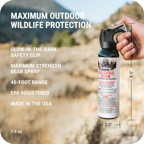 SABRE Frontiersman MAX Bear & Mountain Lion Spray 7.9 oz with Chest Holster, EPA Registered