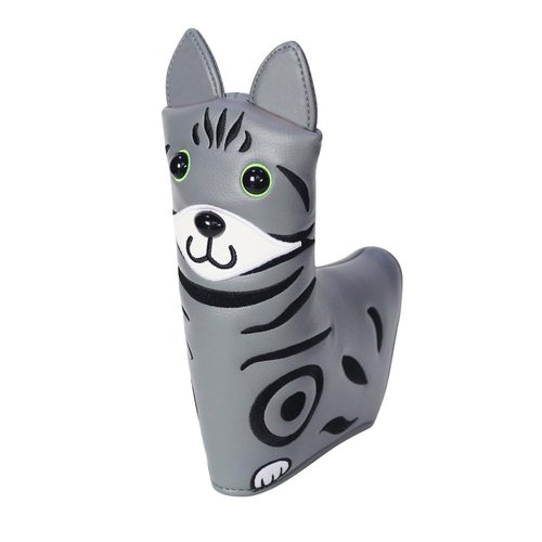 Myartte Golf Head Covers Blade Putter Cover Headcover Magnetic Closure Embroidered Animals Fits Most Brands Scotty Cameron Odyssey Taylormade Ping ect. (Grey cat Blade Cover)