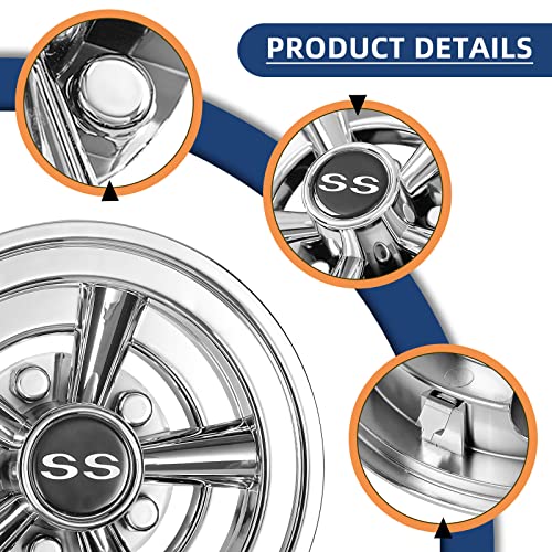 8 Inch Chrome Golf Cart Wheel Covers Hub Caps - Set of 4