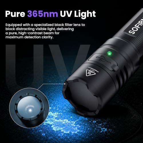 Sofirn 365nm UV Flashlight Rechargeable Waterproof High Power Blacklight
