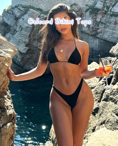 Sexy Triangle Bikini Top for Women - Black, Large