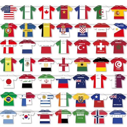 2026 World Cup Jersey Flag Bunting - 50 Pcs International Flags